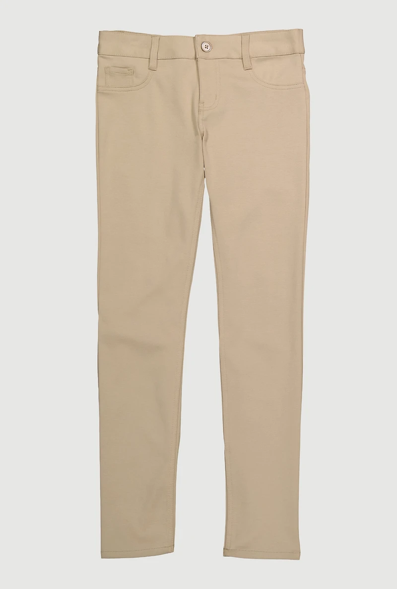 French Toast Junior Girls Stretch Skinny Khaki Pants, Khaki, Size 16