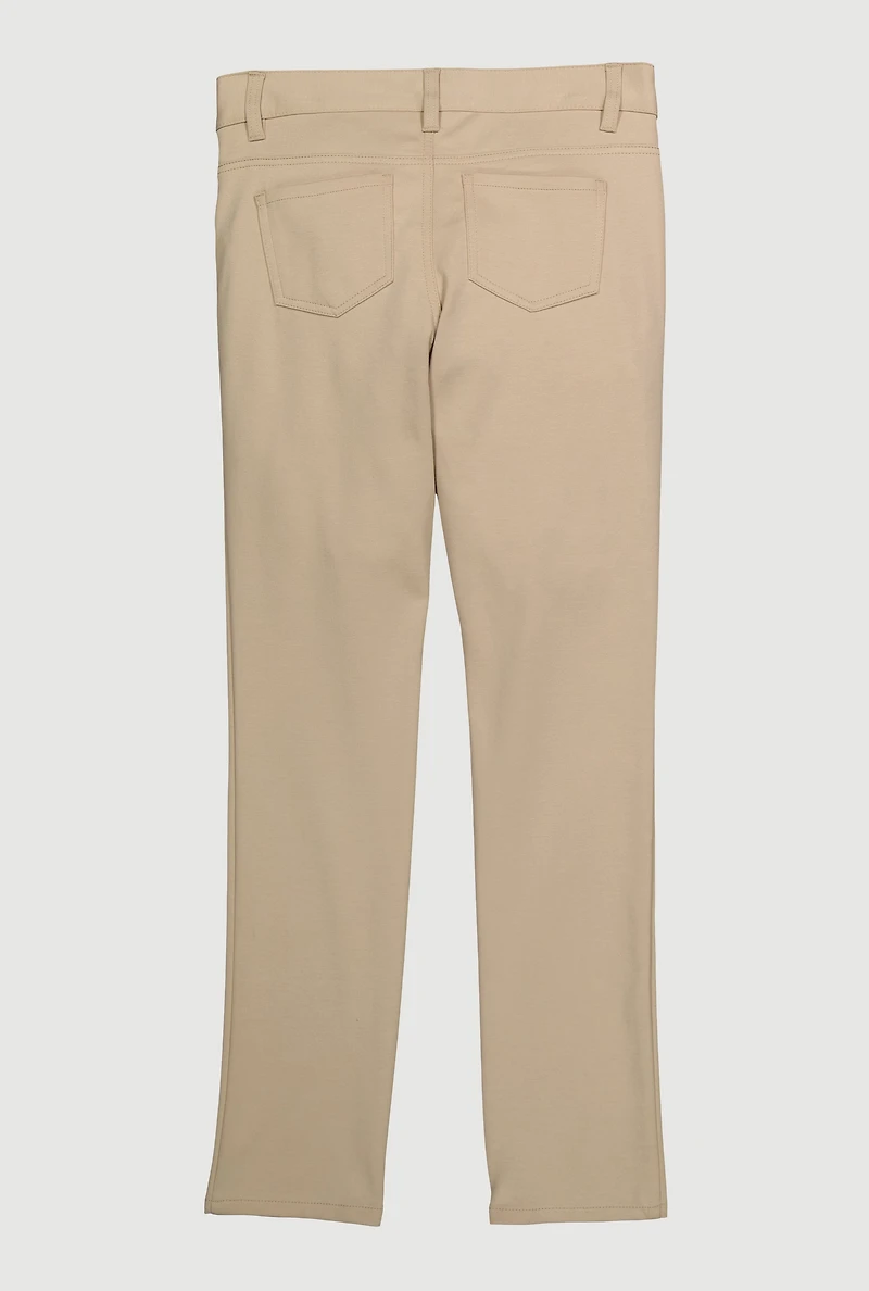 French Toast Junior Girls Stretch Skinny Khaki Pants, Khaki, Size 16