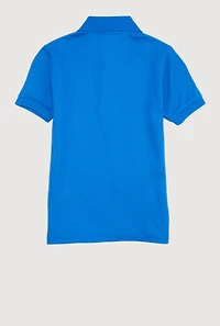 French Toast Girls 7-14 Picot Collar Short Sleeve Polo Shirt, Blue, Size 10-12