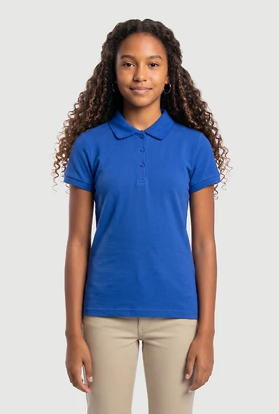 French Toast Girls 7-16 Short Sleeve Scallop Collar Polo Shirt