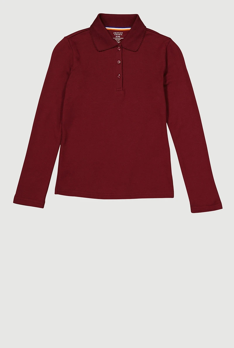 French Toast Girls 7-14 Picot Collar Polo Shirt