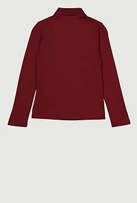 French Toast Girls 7-14 Picot Collar Polo Shirt, Burgundy, Size 14-16