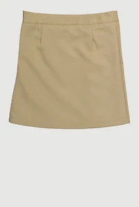 Girls 7-14 Tabbed Pleated Front Side Zip Skirt, Khaki, Size 14