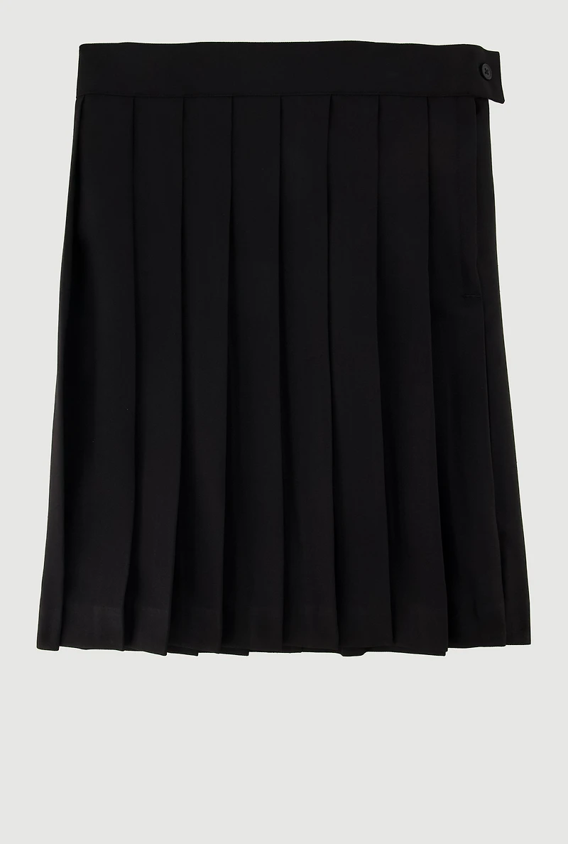 French Toast Girls 7-14 Pleated Midi Skirt with Zippers, Black, Size 10