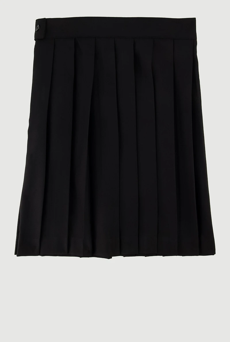 French Toast Girls 7-14 Pleated Midi Skirt with Zippers, Black,