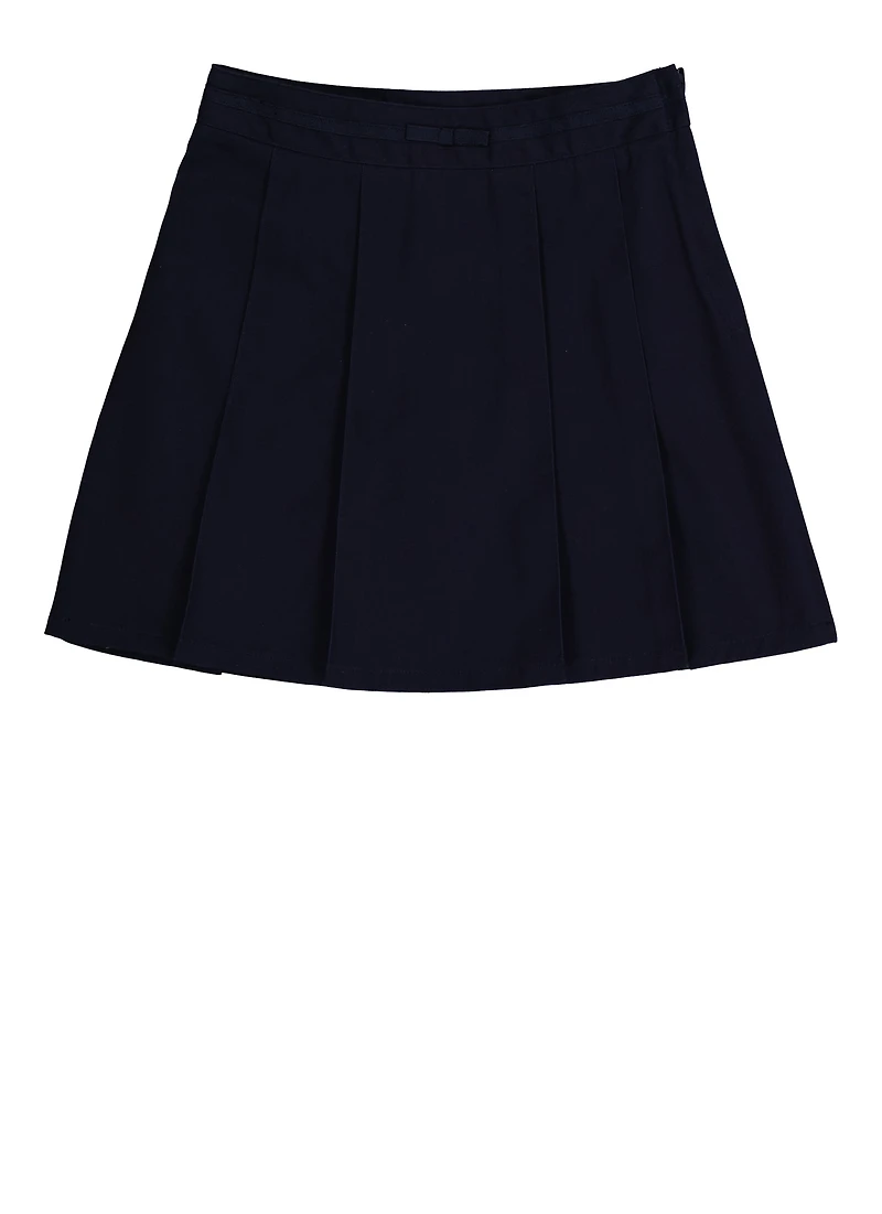 French Toast Girls 7-14 Solid Pleated Skirt, Blue,