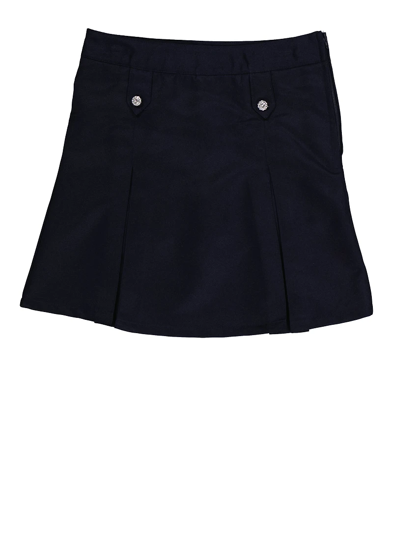 French Toast Girls 7-14 Rhinestone Detail Pleated Skort, Blue,