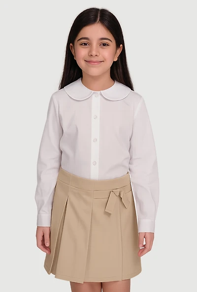Girls 7-14 Pleated Uniform Scooter Skirt, Khaki,