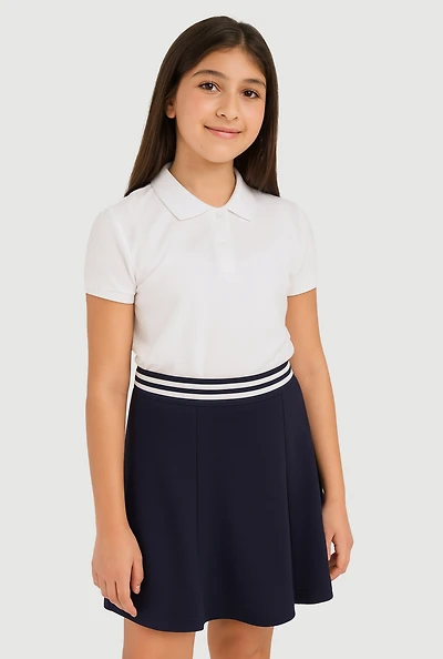 French Toast Girls 7-16 Varsity Stripe Pleated Midi Uniform Skirt, Blue, Size 14-16