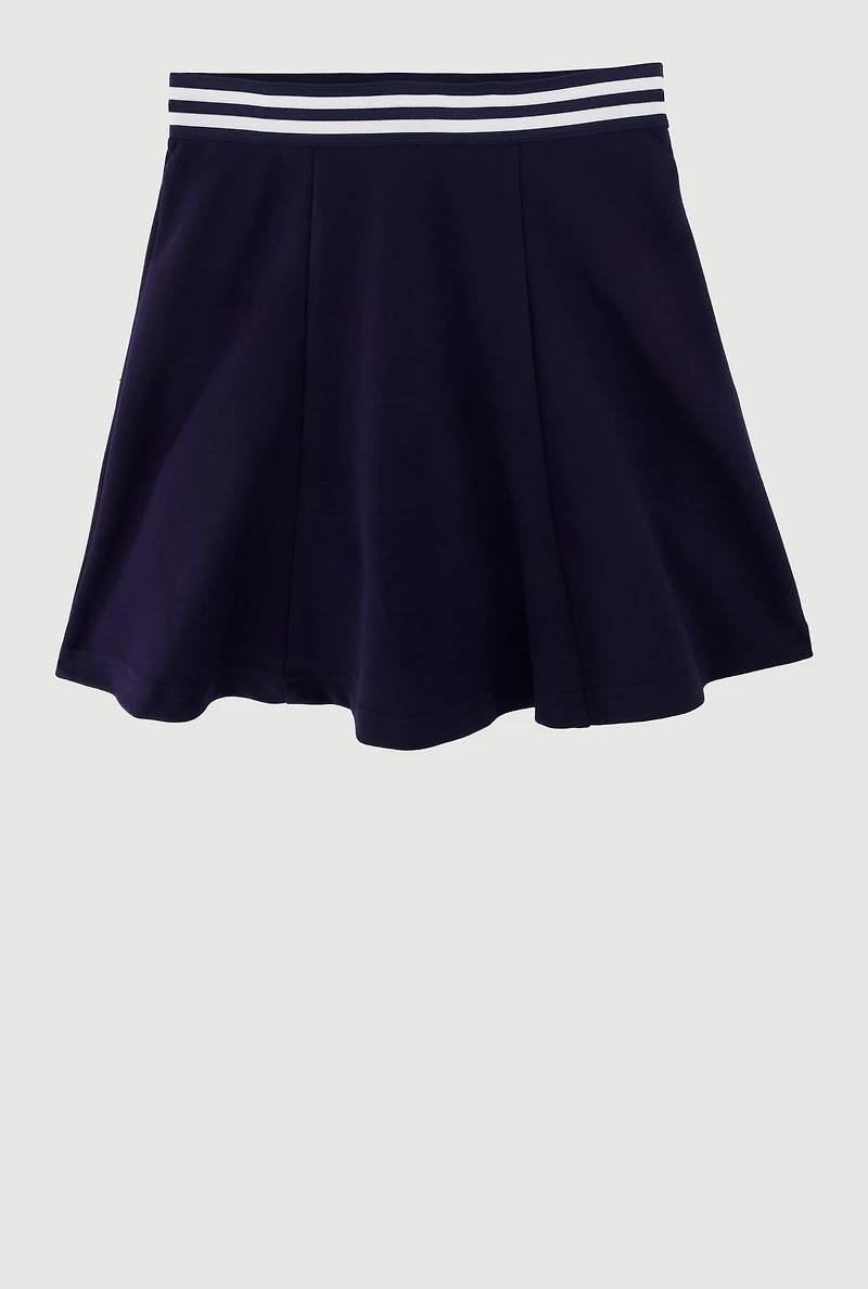 French Toast Girls 7-16 Varsity Stripe Pleated Midi Uniform Skirt, Blue, Size 14-16