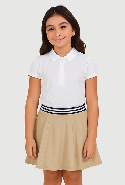 French Toast Girls 7-14 Varsity Stripe Waistband Skort, Khaki, Size 14-16