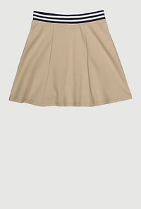 French Toast Girls 7-14 Varsity Stripe Waistband Skort, Khaki, Size 14-16