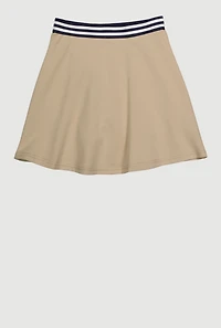 French Toast Girls 7-14 Varsity Stripe Waistband Skort, Khaki, Size 10-12