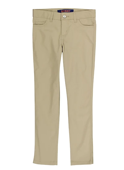 French Toast Girls 7-14 Basic Skinny Leg Pants, Khaki, Size 8