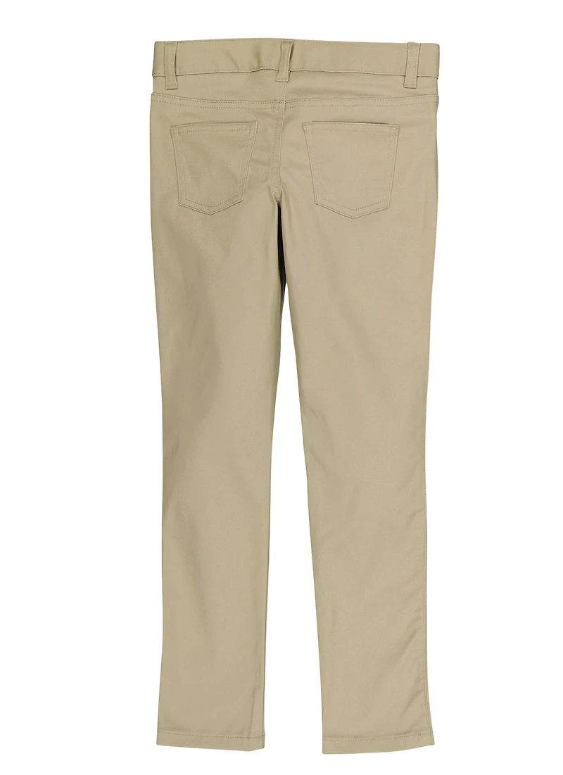 French Toast Girls 7-14 Basic Skinny Leg Pants, Khaki, Size 10