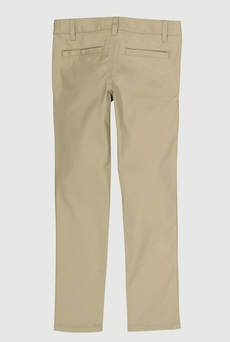 French Toast Girls 7-16 Solid Skinny Leg Pants, Khaki, Size 10