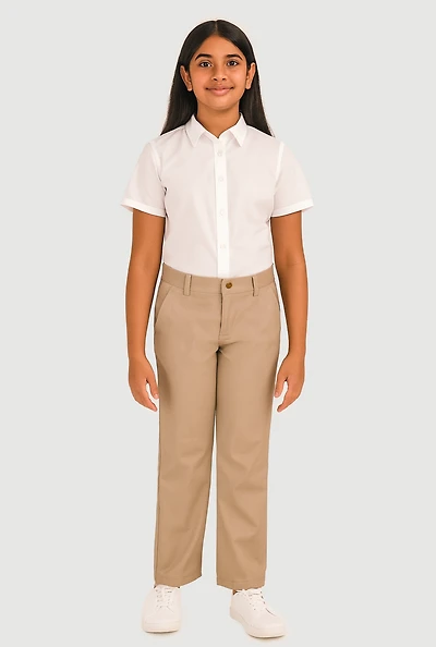 French Toast Girls 7-14 Straight Leg Khaki Pants, Khaki, Size 10