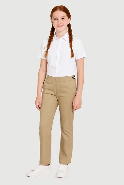 French Toast Girls 7-14 Mid Rise Straight Leg Dress Pants, Khaki, Size 12
