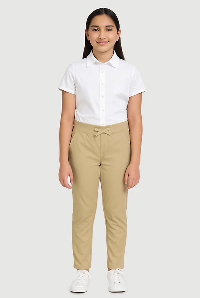 French Toast Girls 7-14 Stretch Straight Leg Khaki Pants, Khaki, Size 10