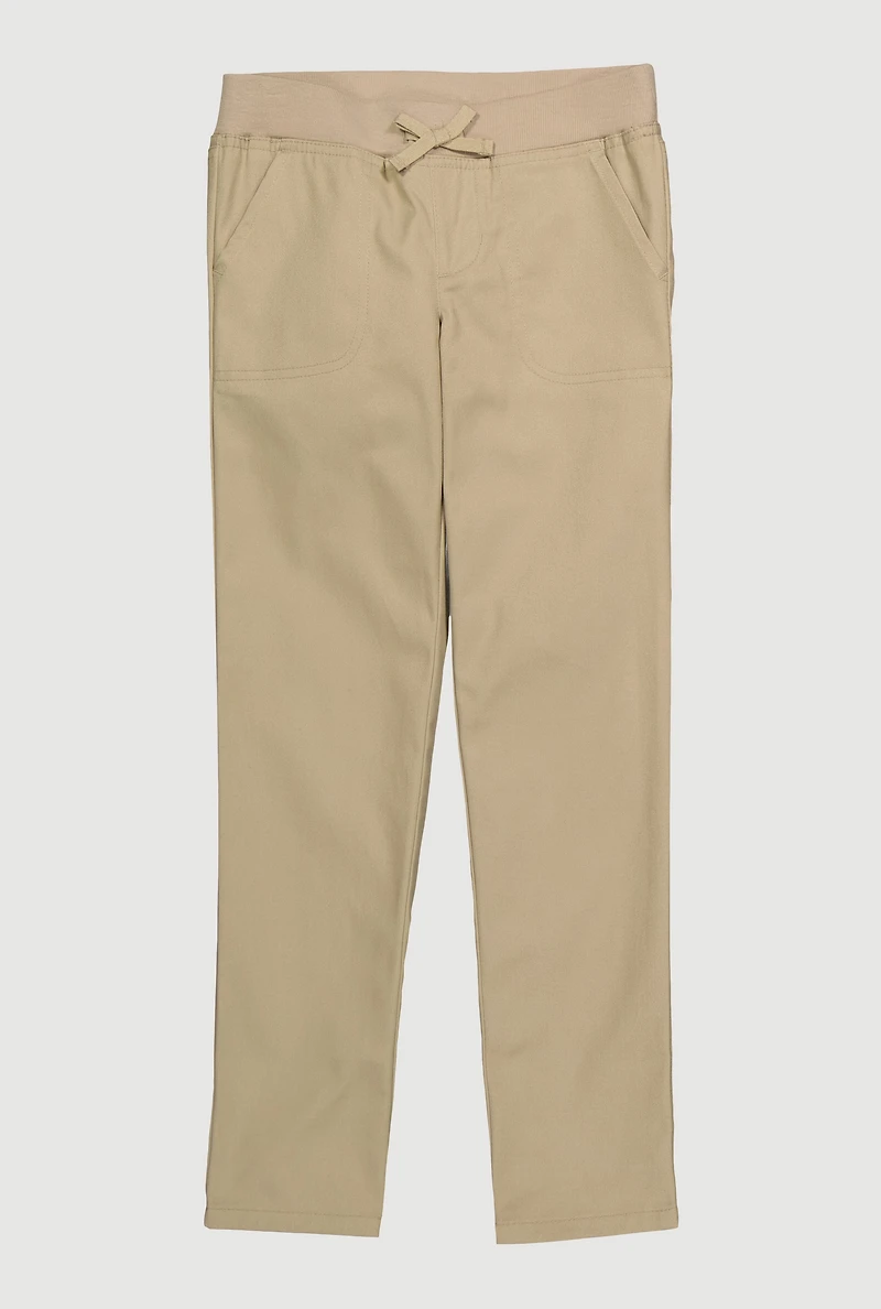 French Toast Girls 7-14 Stretch Straight Leg Khaki Pants, Khaki,