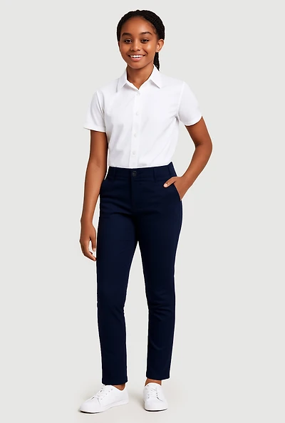 French Toast Girls 7-14 Skinny Uniform Dress Pants, Blue, Size 8