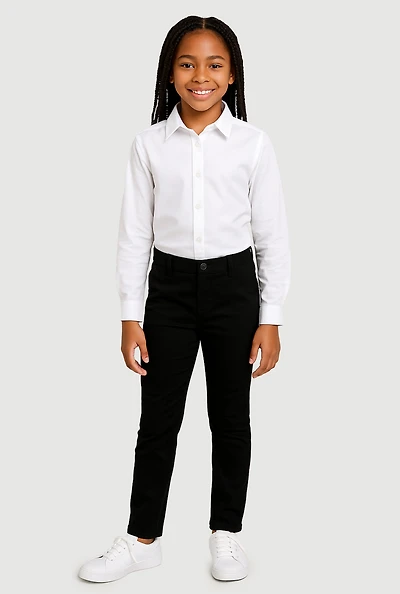 French Toast Girls 7-14 Skinny Leg Uniform Pants, Black, Size 8