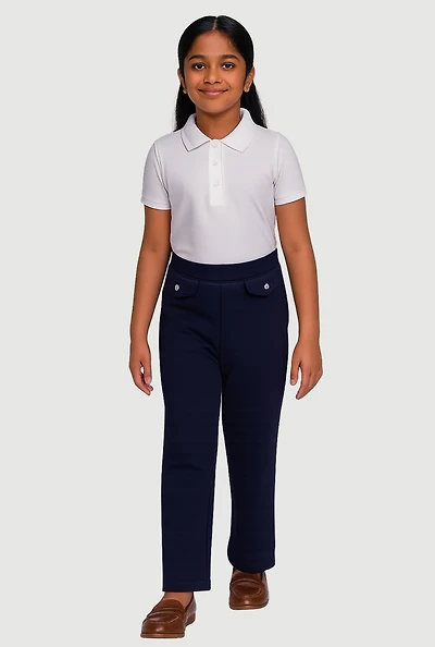 Girls 7-14 Rhinestone Flap Pocket Detail Pants, Blue, Size 14-16