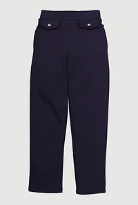 Girls 7-14 Rhinestone Flap Pocket Detail Pants, Blue,