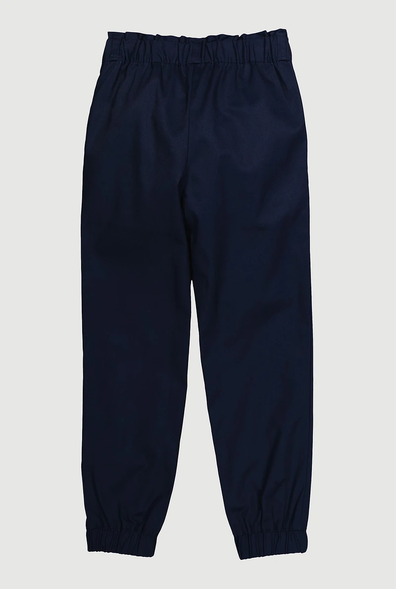 French Toast Girls 7-14 Paper Bag Waist Tapered Pants, Blue, Size 8