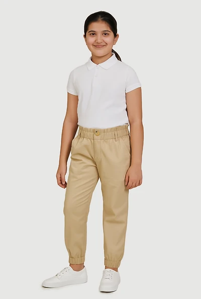French Toast Girls 7-14 Khaki Joggers, Khaki, Size 10