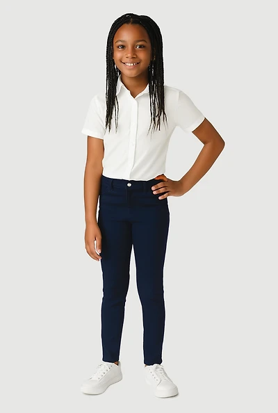 French Toast Girls 7-14 Skinny Leg Stretchy Uniform Pants, Blue, Size 10