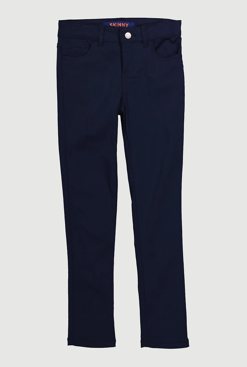 French Toast Girls 7-14 Skinny Leg Stretchy Uniform Pants, Blue, Size 10