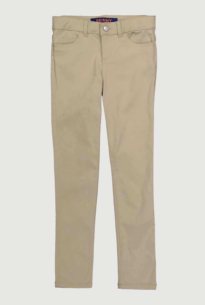 French Toast Girls 7-14 Stretch Skinny Leg Khaki Pants, Khaki, Size 8