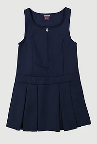 French Toast Girls 7-14 Zip Front Pleated Jumper, Blue, Size 8