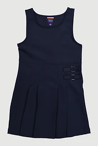 French Toast Girls 7-14 Buckle Detail Pleated Jumper, Blue, Size 12