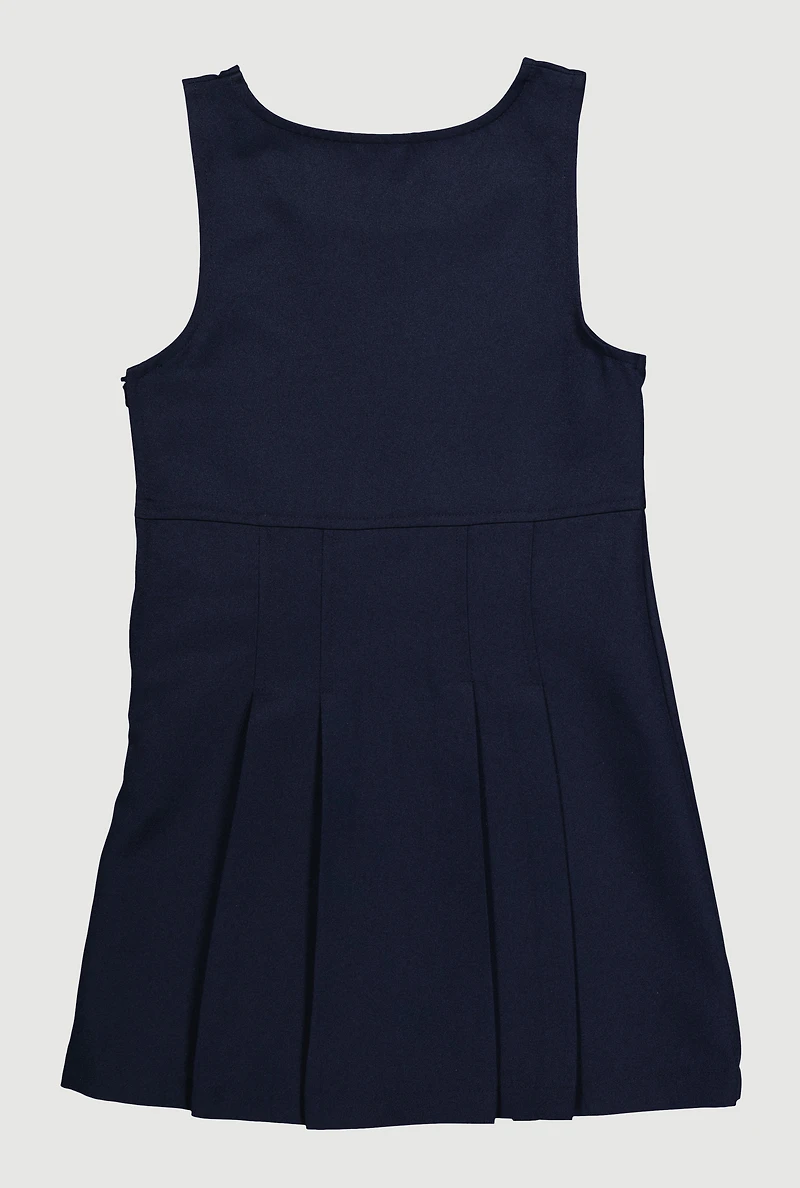 French Toast Girls 7-14 Buckle Detail Pleated Jumper, Blue, Size 10