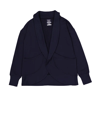French Toast Girls 7-16 Fleece Open Front Cardigan, Blue, Size 7-8