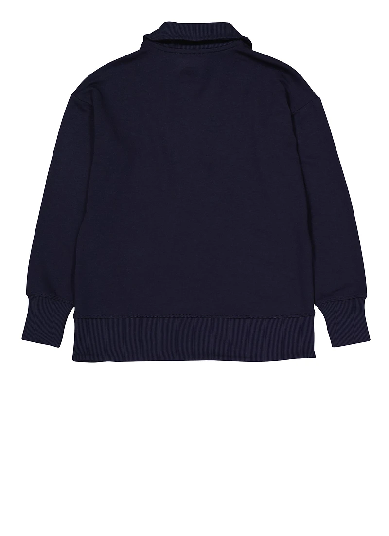 French Toast Girls 7-16 Fleece Open Front Cardigan, Blue, Size 7-8