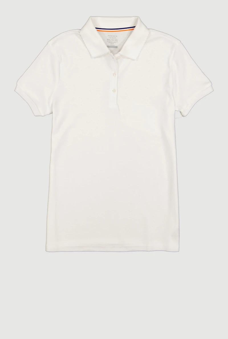 French Toast Girls 18-20 Scalloped Trim Polo Shirt