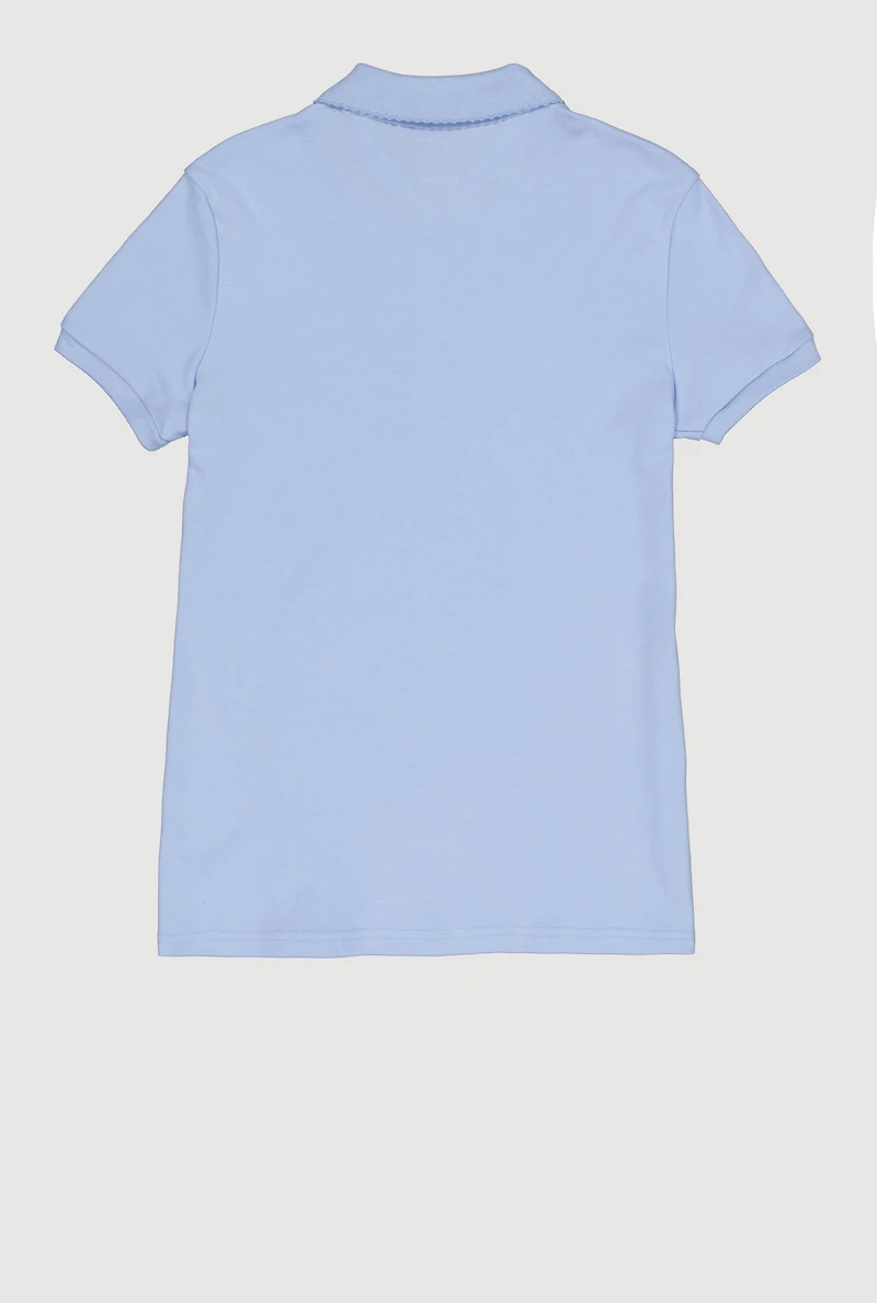 French Toast Girls 18-20 Short Sleeve Scalloped Polo Shirt