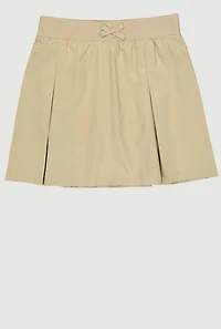 French Toast Girls 16-20 Bow Pleated Scooter Skirt, Khaki, Size 16