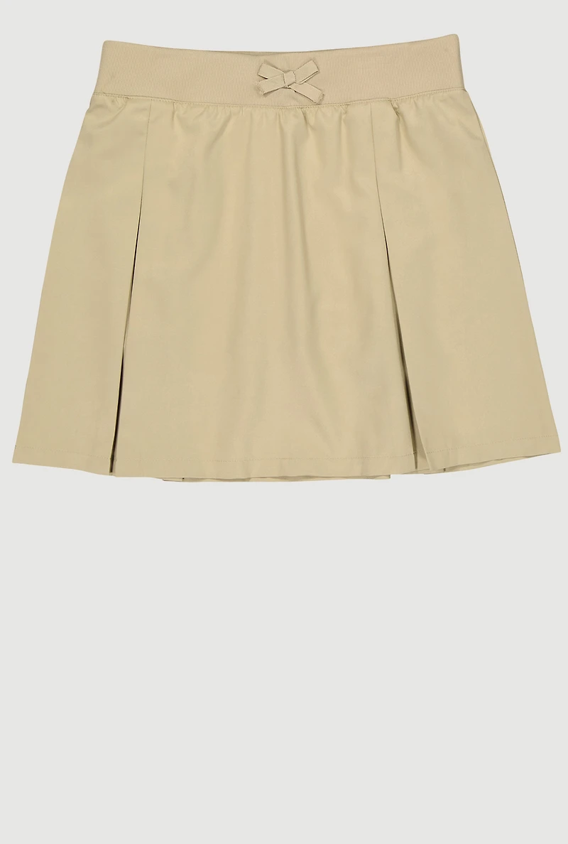 French Toast Girls 16-20 Bow Pleated Scooter Skirt, Khaki, Size 20
