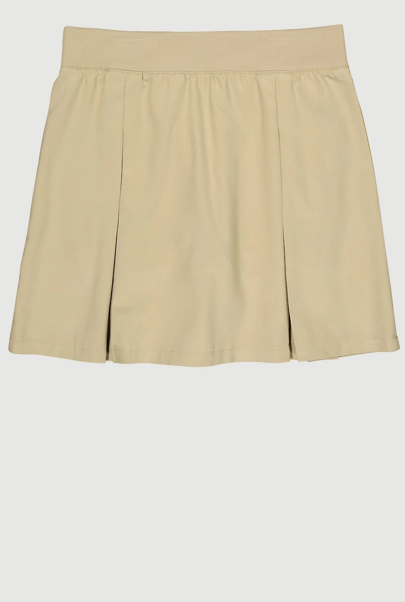 French Toast Girls 16-20 Bow Pleated Scooter Skirt, Khaki, Size 20
