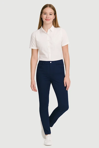 French Toast Girls 16-20 Skinny Chino Pants, Blue, Size 18