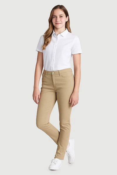 French Toast Girls 16-20 Skinny Leg Khaki Pants, Khaki, Size 16