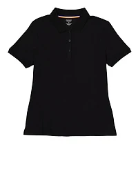 French Toast Junior Girls Picot Collar Polo, Black, Size S