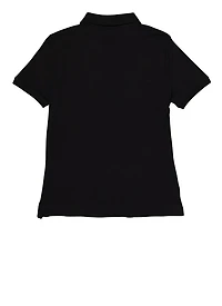 French Toast Junior Girls Picot Collar Polo, Black, Size S