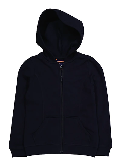 French Toast Girls 4-6x Solid Hooded Zip Front Sweatshirt, Blue, Size 4-5