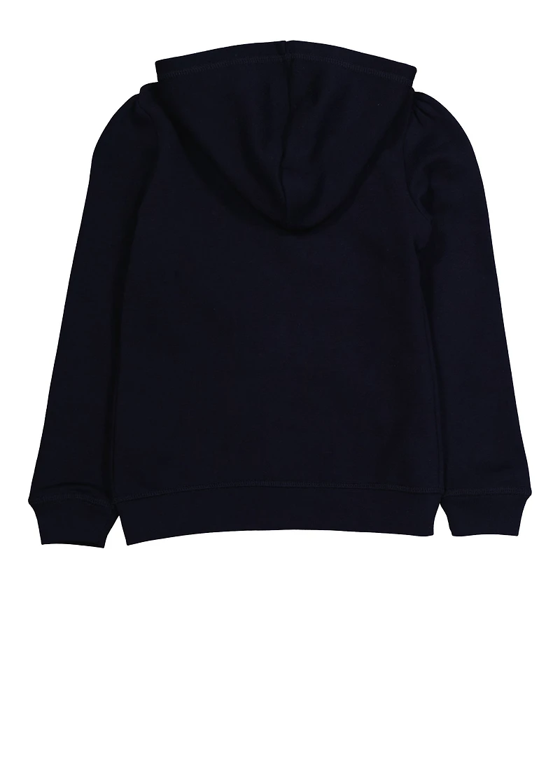 French Toast Girls 4-6x Solid Hooded Zip Front Sweatshirt, Blue,