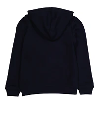 French Toast Girls 4-6x Solid Hooded Zip Front Sweatshirt, Blue,